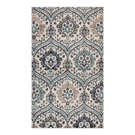 Palacedesigns 7 x 9 ft. Floral Stain Resistant Rectangle Area Rug - Ivory - Blue & Gray PA3103406